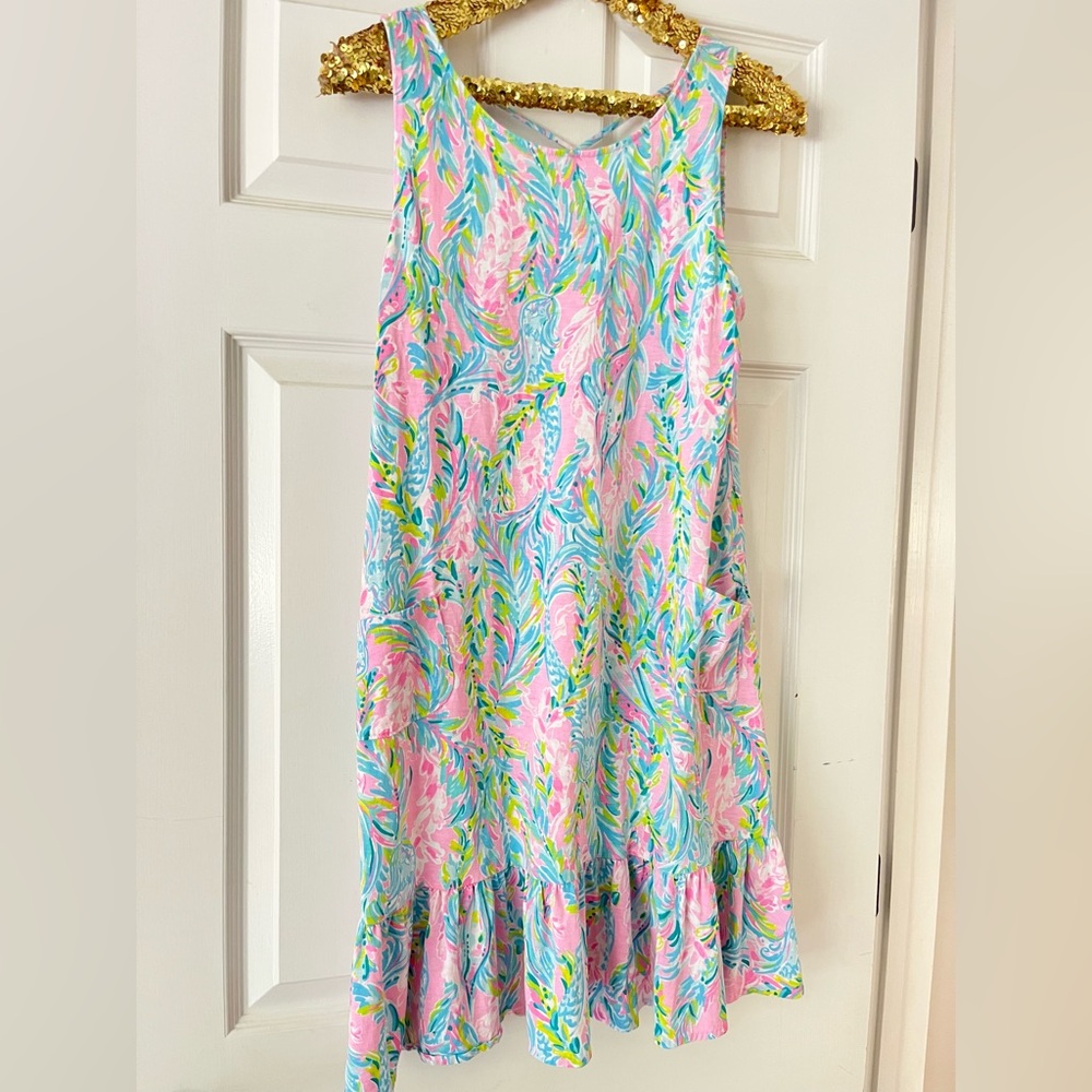 Lilly Pulitzer Kristen Flounce Dress W/Pockets Unicorn of the Sea - Picture 3 of 10
